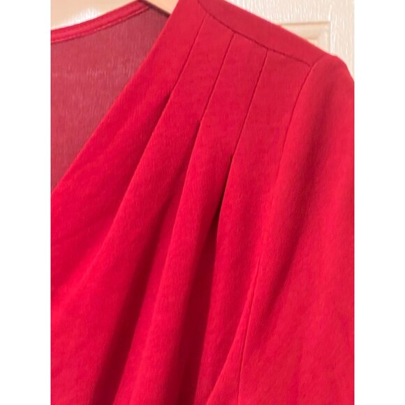 Ann Taylor Size 6 Red Dress Body Con Hidden Side Zip Long Sleeves Foe wrap skirt - Picture 11 of 16